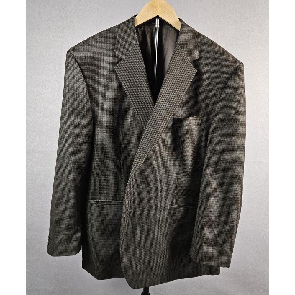 Ralph Lauren Blazer MEN 50R 100% WOOL 2-button TAN houndstooth CLASSIC PREPPY